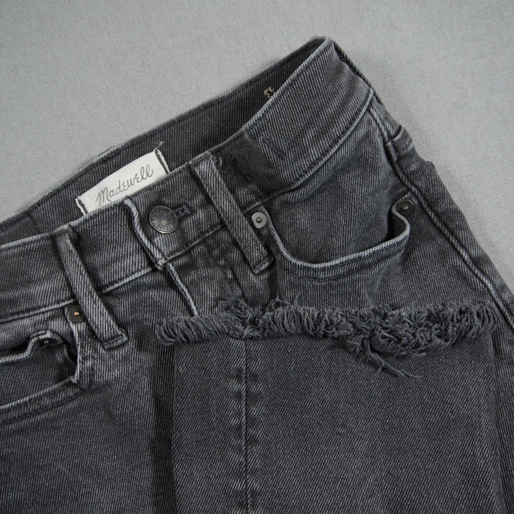 Madewell Cali Demi-Boot Raw Hem High Rise Women Jeans 22x24 Black Wide Leg Y2K